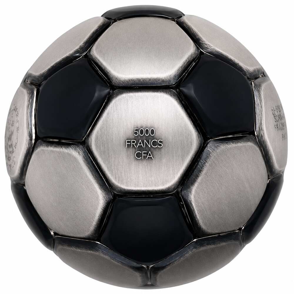 2022 Chad 30 Gram Silver Soccer Ball Spherical Antiqued Coin .999 Fine (w/Box) thumbnail 3
