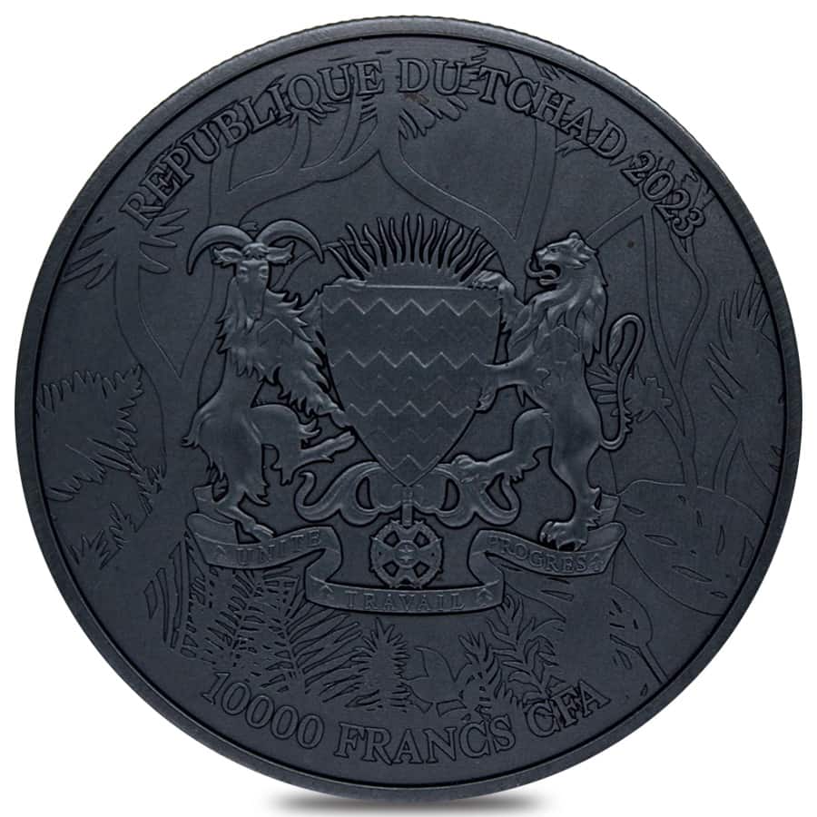 2023 Chad 2 oz Silver Black Gorilla High Relief Coin .999 Fine (w/Box) thumbnail 3