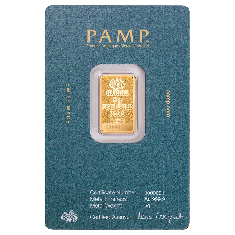 5 Gram PAMP Suisse Arabian Falcon Gold Bar .9999 Fine (w/ Frame) thumbnail 3