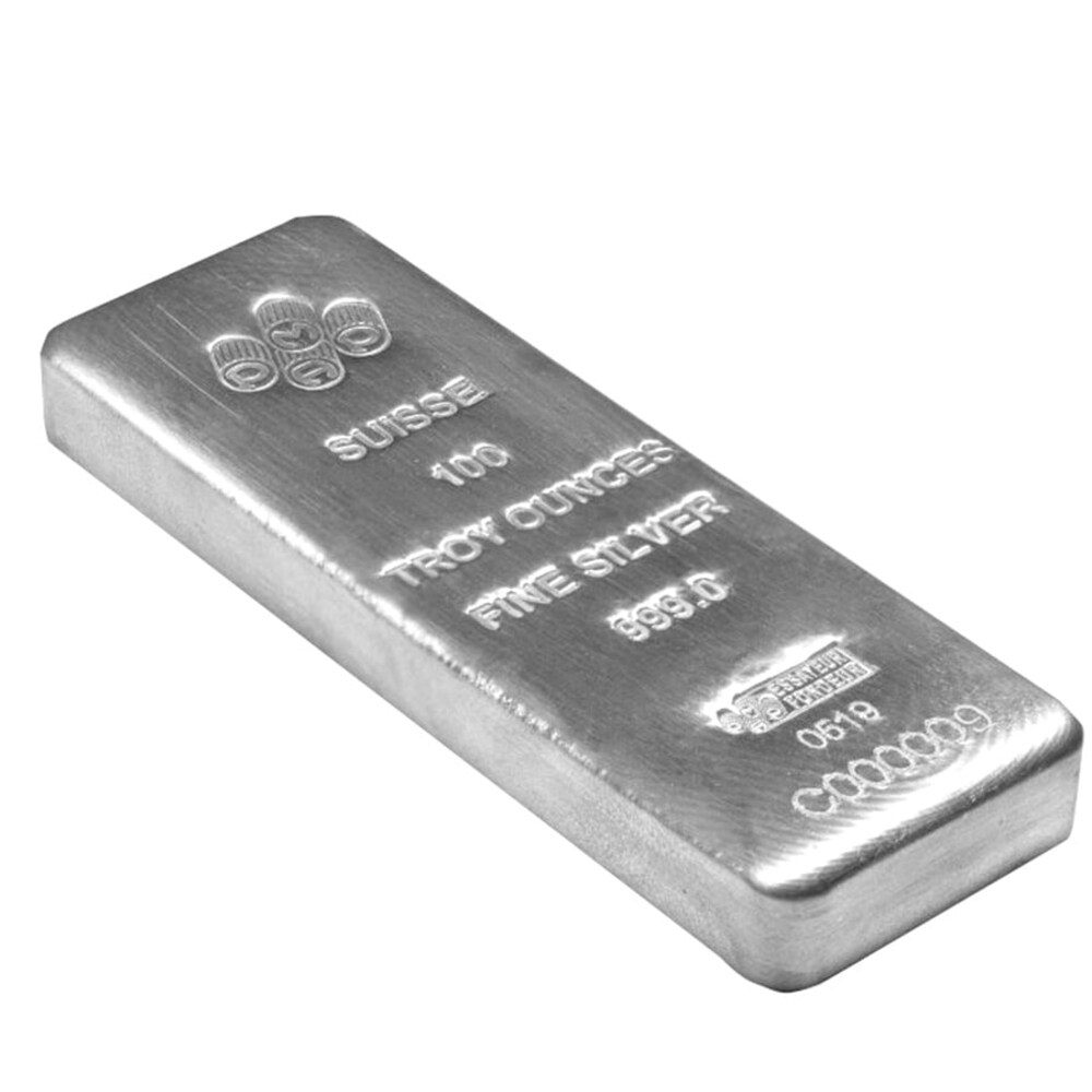 100 oz PAMP Suisse Silver Cast Bar .999 Fine thumbnail 3
