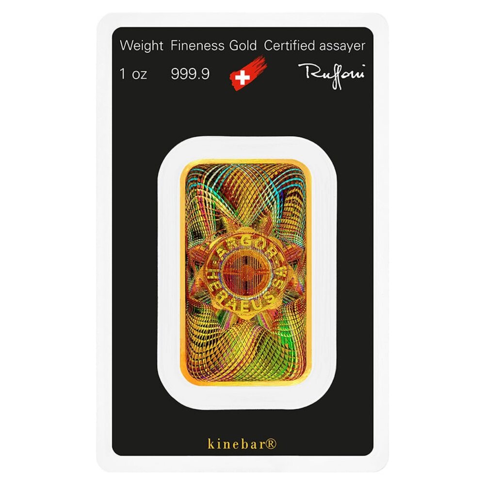 1 oz Gold Bar - Argor-Heraeus .9999 Fine KineBar Design (in Assay) thumbnail 3
