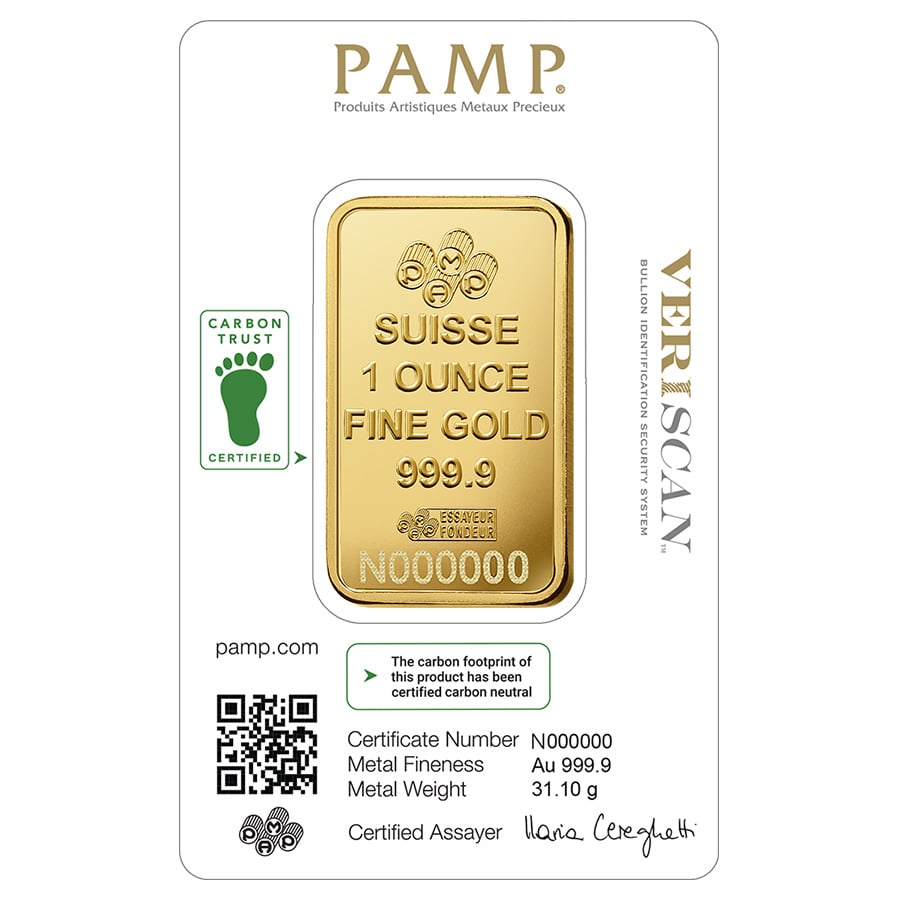 Box of 25 - 1 oz Gold Bar PAMP Suisse Lady Fortuna Veriscan Carbon Neutral (in Assay) thumbnail 4