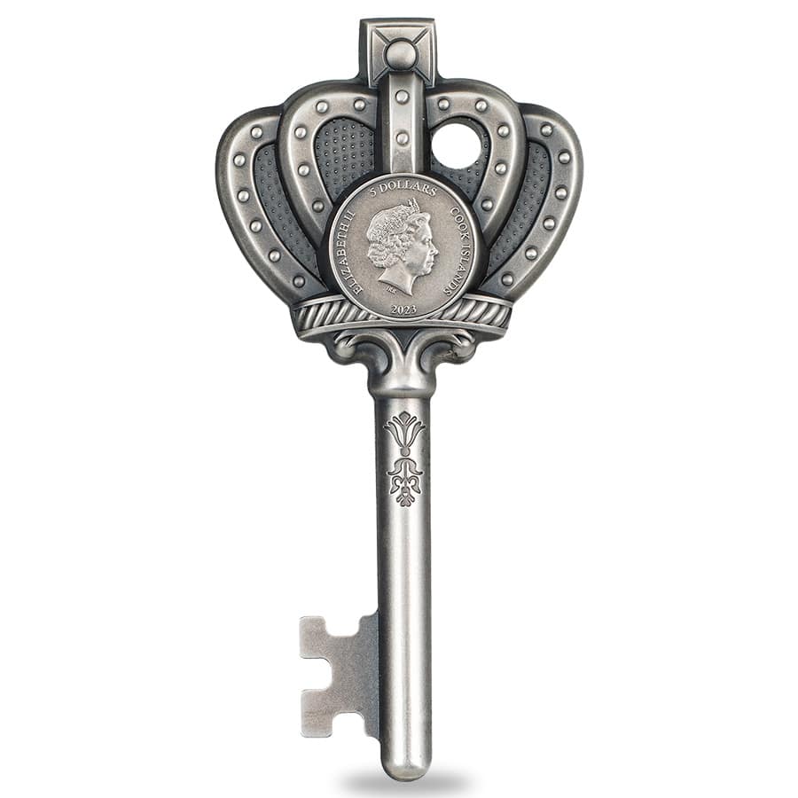 2023 Cook Islands 1 oz Silver Key to My Kingdom Antiqued Coin thumbnail 3