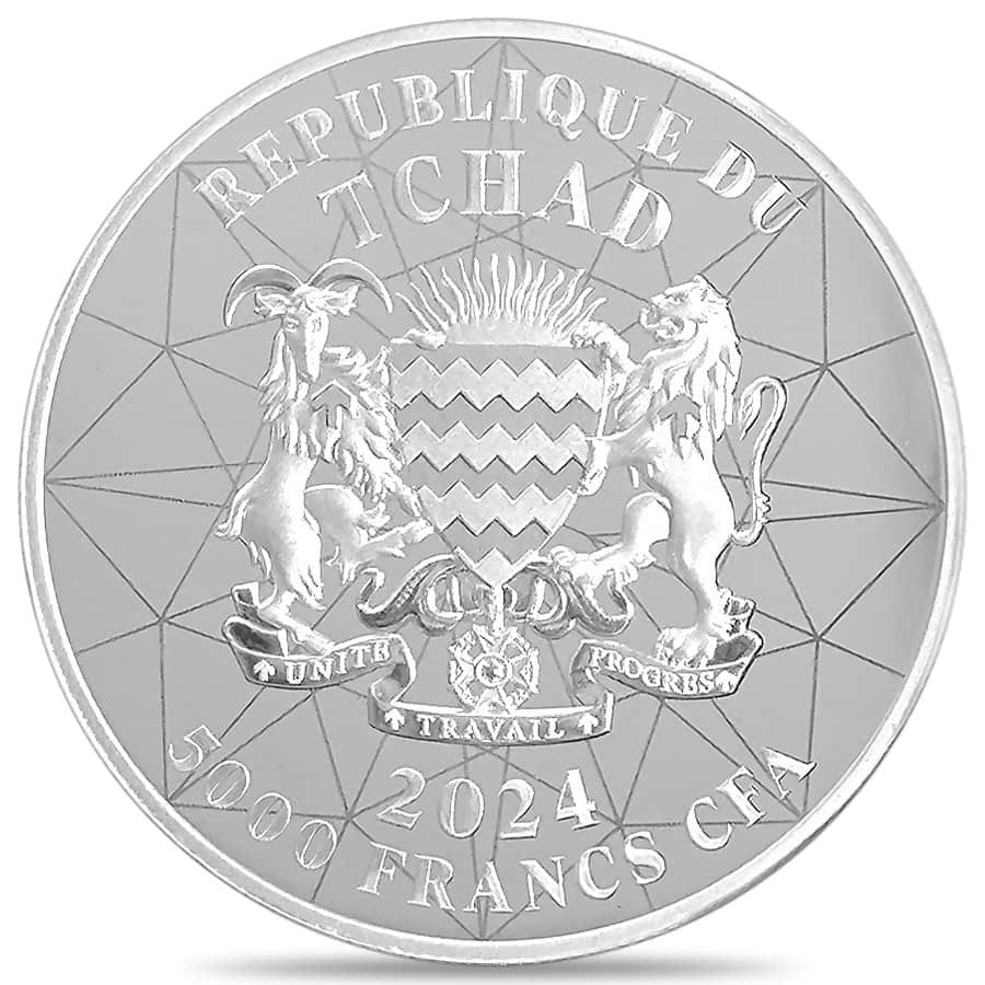 2024 Chad 1 oz Silver Multifaceted American Eagle Ultra High Relief Coin .999 Fine thumbnail 3