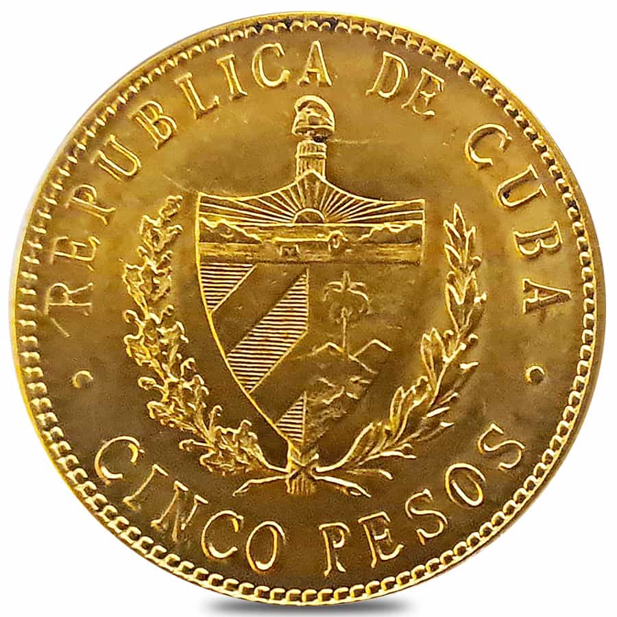 5 Pesos Jose Marti Gold Coin AU/BU (Random Year) thumbnail 2