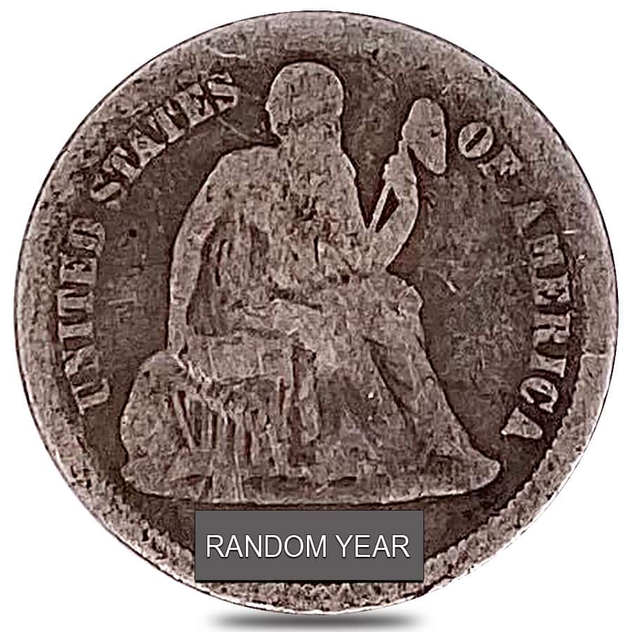 1837-1891 Seated Liberty Dime 10C Silver Coin Circulated (Random Year) thumbnail 3