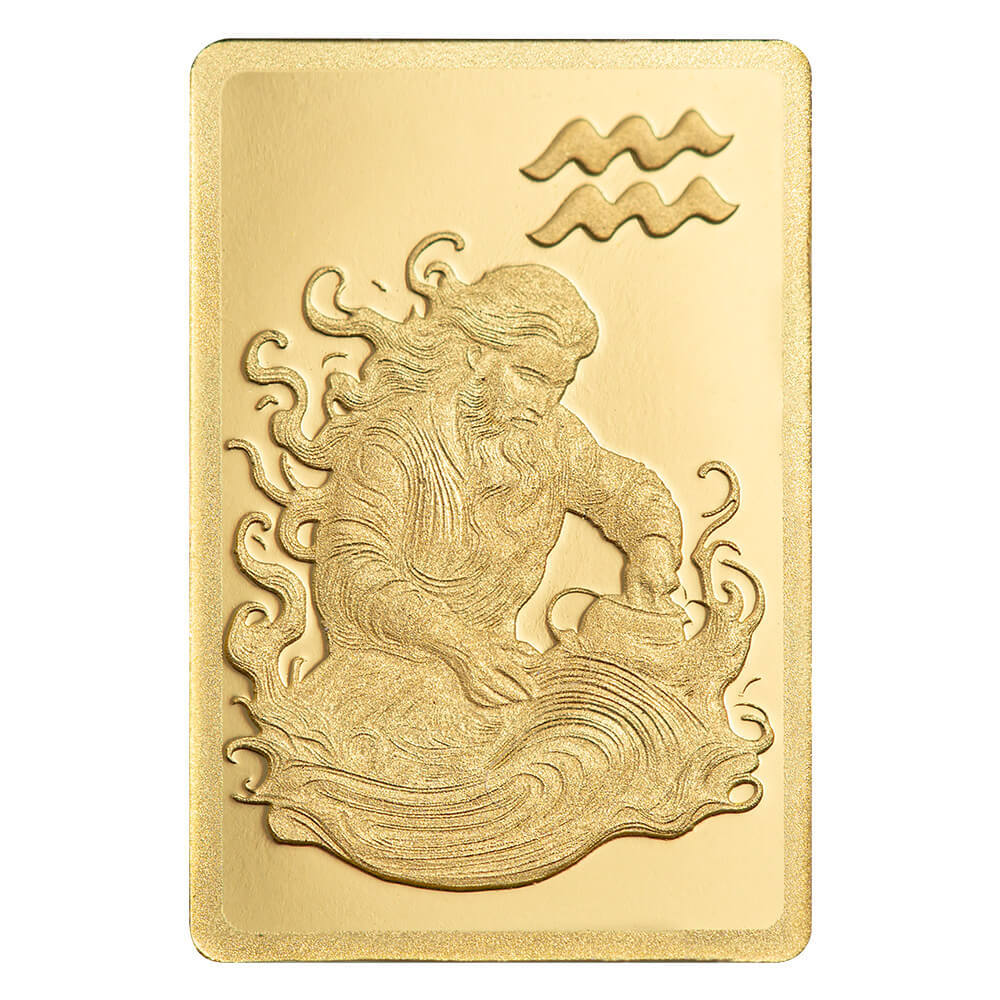 1/2 Gram PAMP Suisse Aquarius Zodiac Gold Bar (in Assay) thumbnail 4