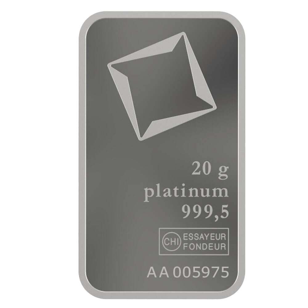 20 Gram Platinum Bar - Valcambi Suisse .9995 Fine (in Assay) thumbnail 4