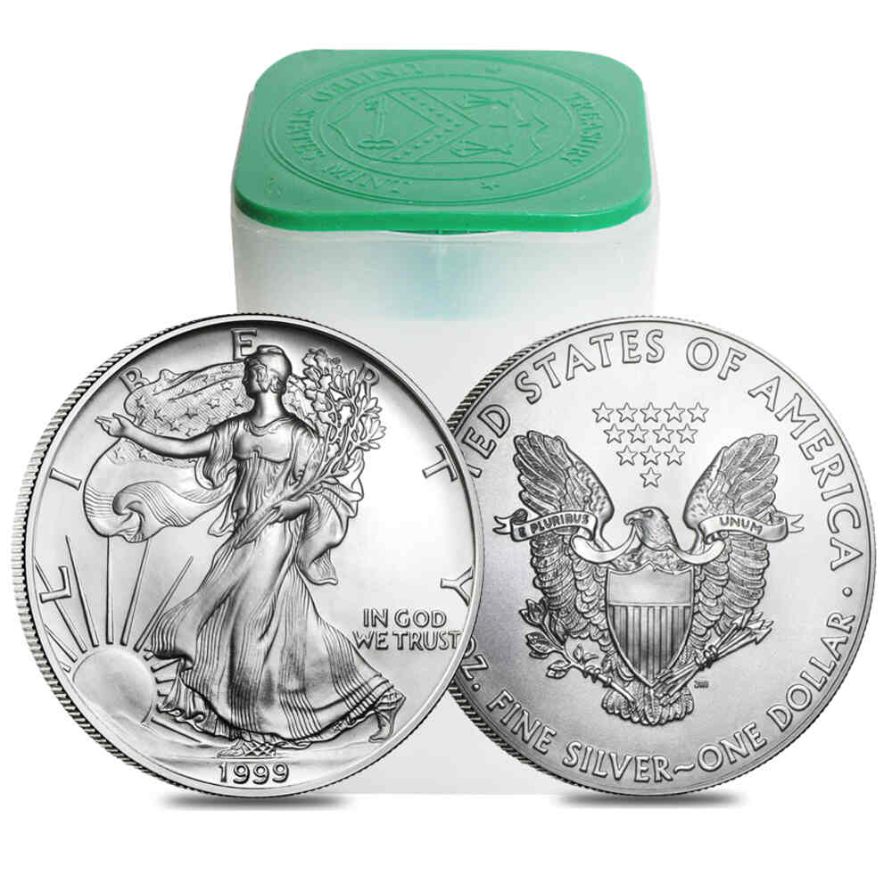 1999 1 oz Silver American Eagle $1 Coin BU thumbnail 3