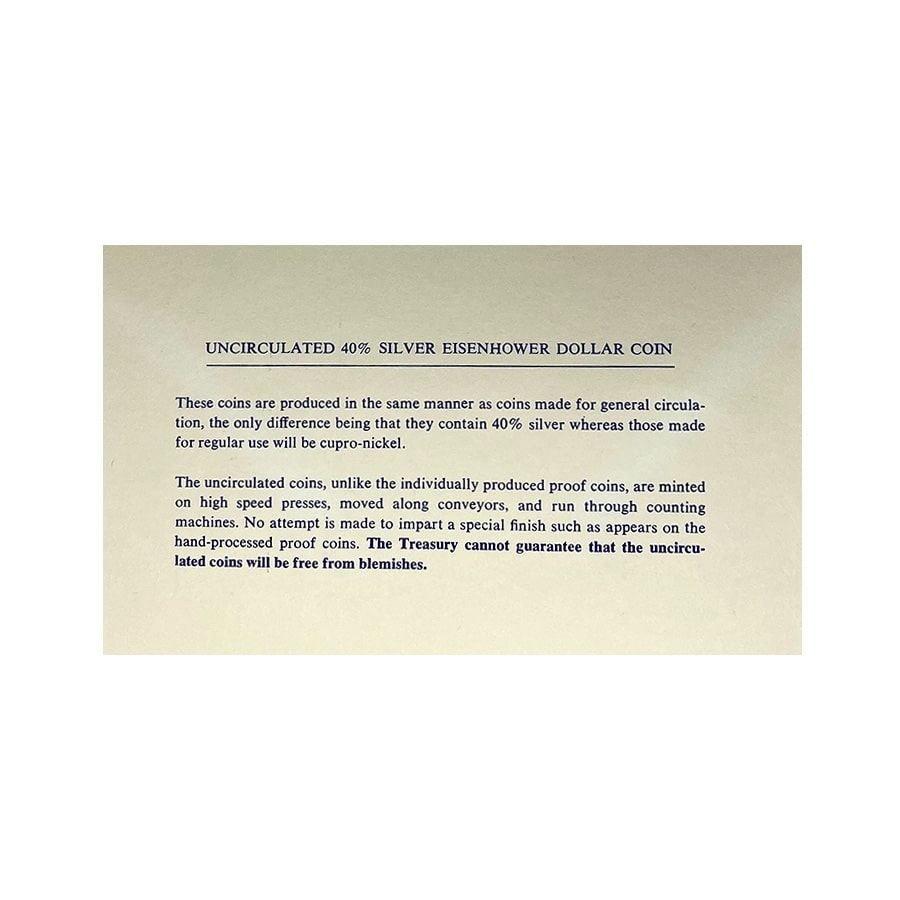1971-1974 Eisenhower Dollar 40% Silver BU (Blue Mint Envelope, Soft Pack) thumbnail 4