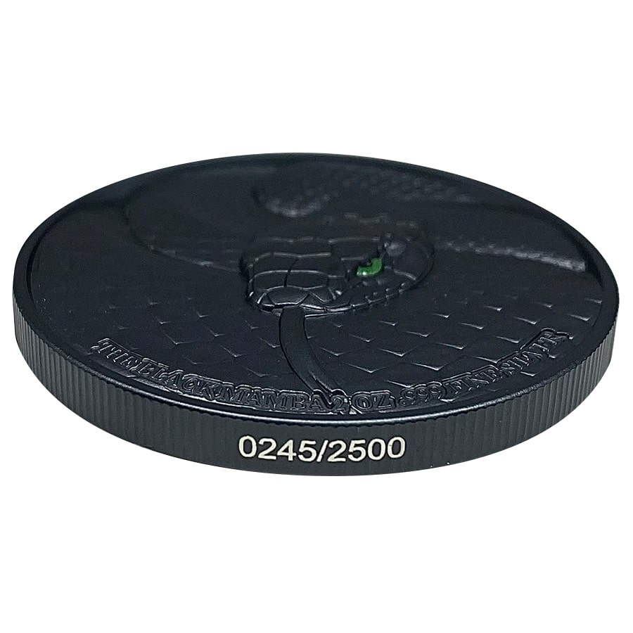 2023 Chad 2 oz Silver Black Mamba High Relief Coin .999 Fine (w/Box) thumbnail 4