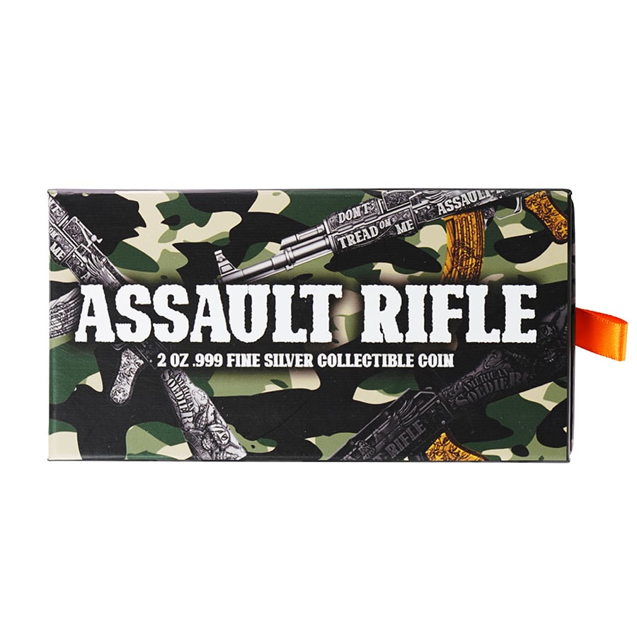 2024 Chad 2 oz Silver Assault Rifle Gilded Shaped Coin .999 Fine thumbnail 4