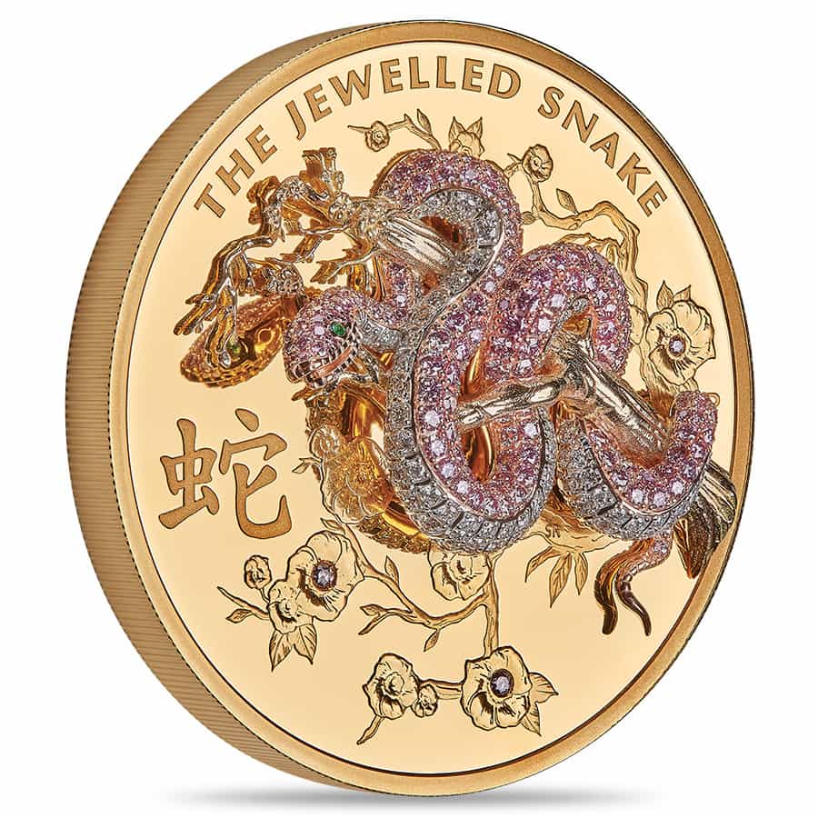 2023 10 oz Proof Gold Jewelled Snake Coin Perth Mint (w/Diamonds) thumbnail 4