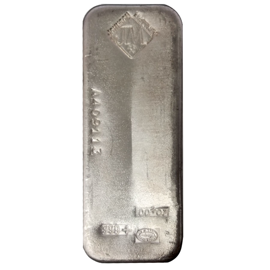 100 oz Johnson Matthey (JM) Vintage Silver Bar .999 Fine thumbnail 3