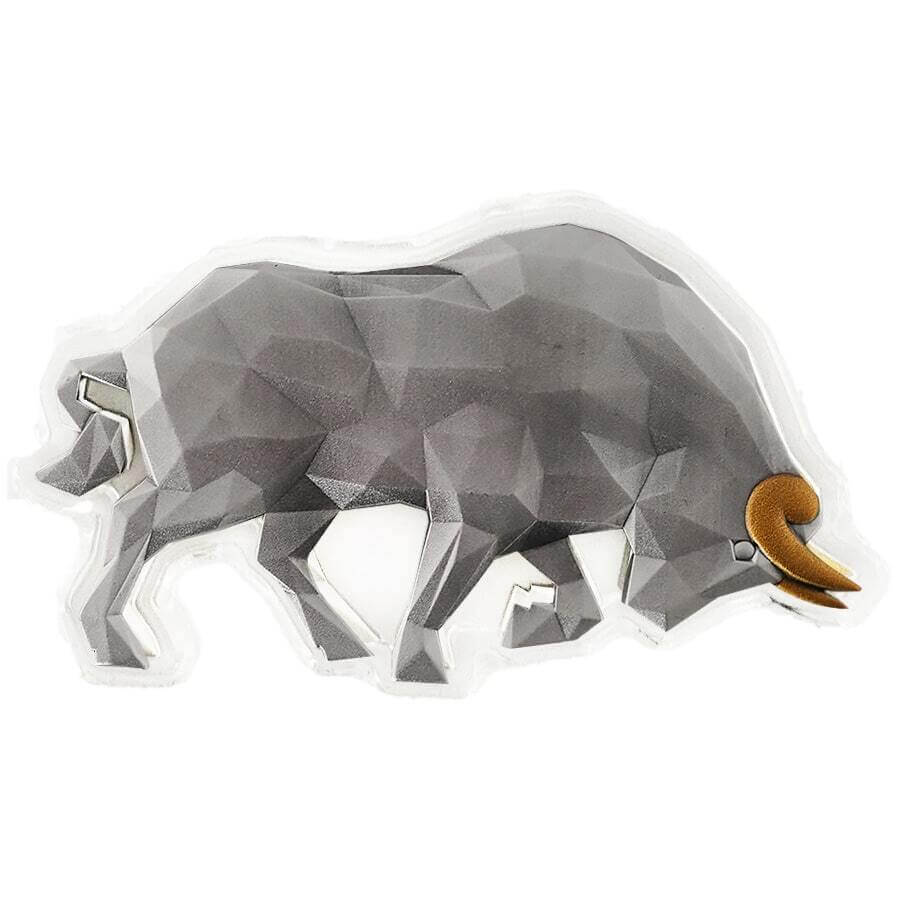 2024 Chad 1 oz Silver Multifaceted Bull Shaped Coin .999 Fine thumbnail 4