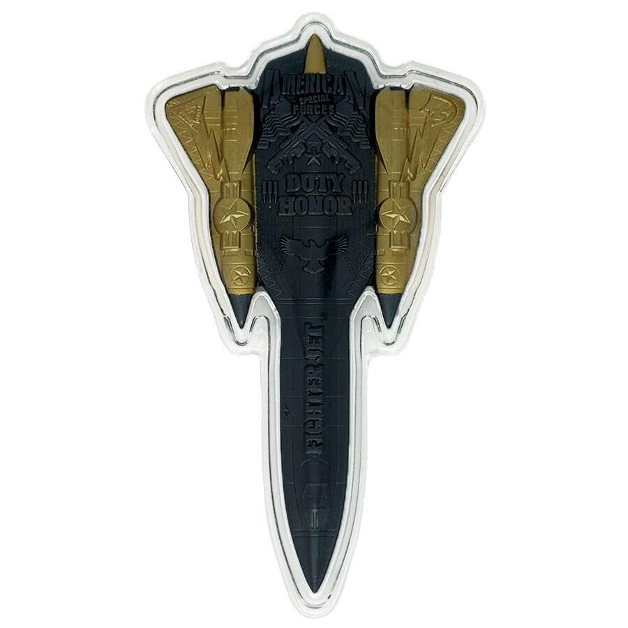 2024 Chad 2 oz Silver Fighter Jet Black & Gold Shaped Coin .999 Fine thumbnail 4