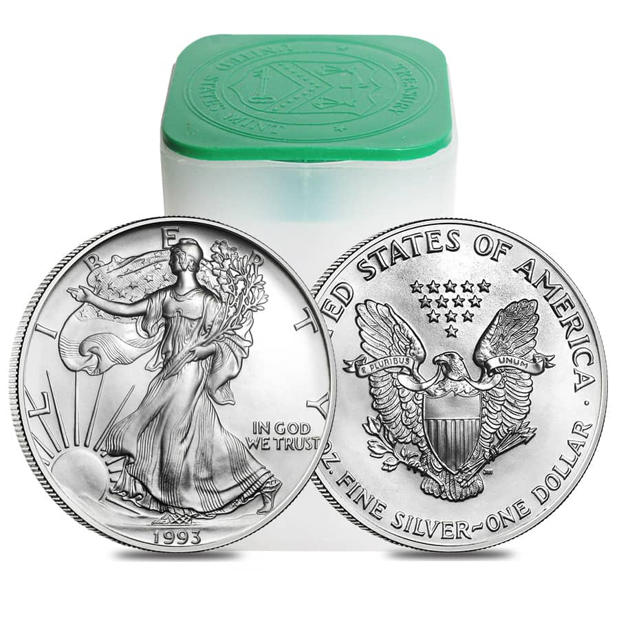 1993 1 oz Silver American Eagle $1 Coin BU thumbnail 3