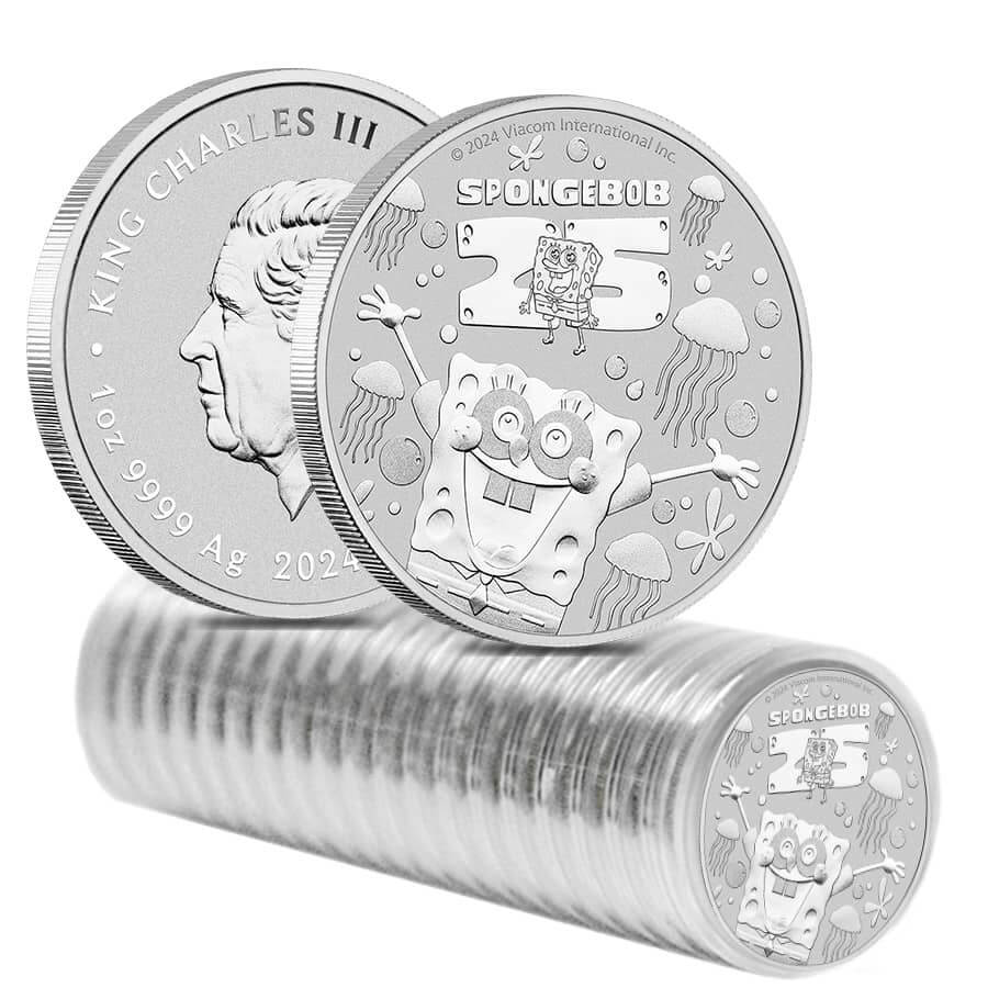 2024 1 oz Tuvalu SpongeBob SquarePants™ 25th Ann. Silver Coin BU thumbnail 3