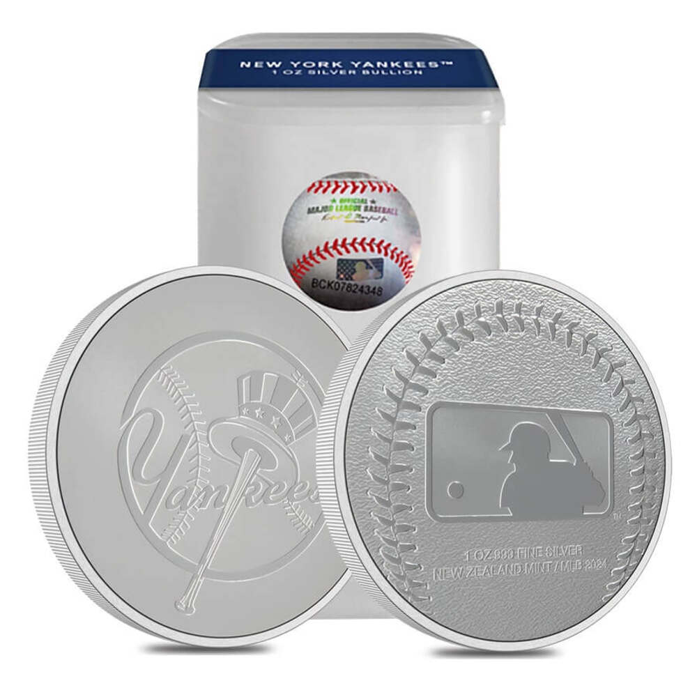2024 New Zealand 1 oz NY Yankees Baseball Silver Round .999 Fine thumbnail 3