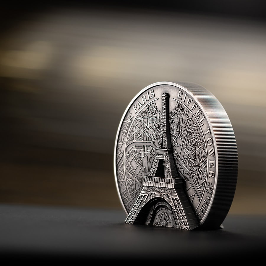 2024 Cook Islands 2 oz Silver Eiffel Tower Coin .9999 Fine thumbnail 4