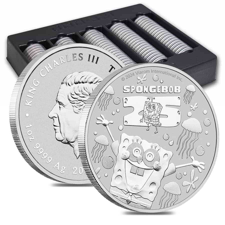 2024 1 oz Tuvalu SpongeBob SquarePants™ 25th Ann. Silver Coin BU thumbnail 4