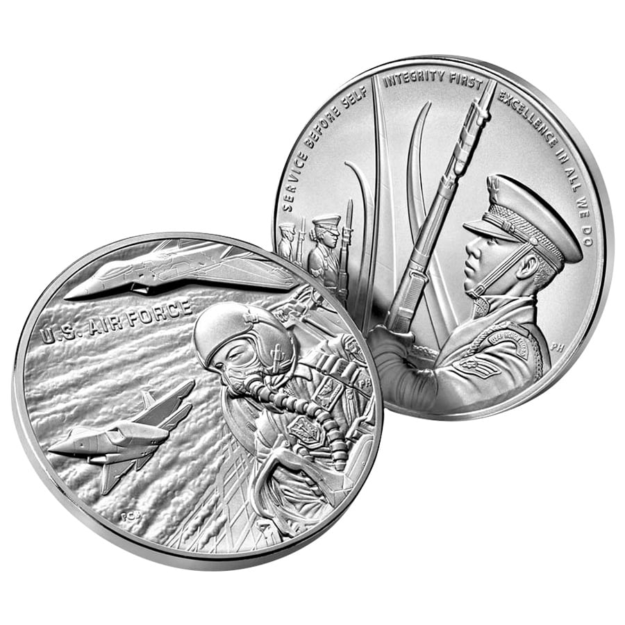 1 oz US Air Force Silver Medal (w/Box & COA) thumbnail 4