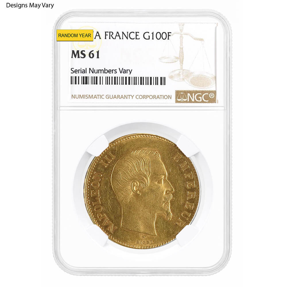 France 100 Francs Napoleon Gold Coin NGC/PCGS MS 61 (Random Year) thumbnail 3