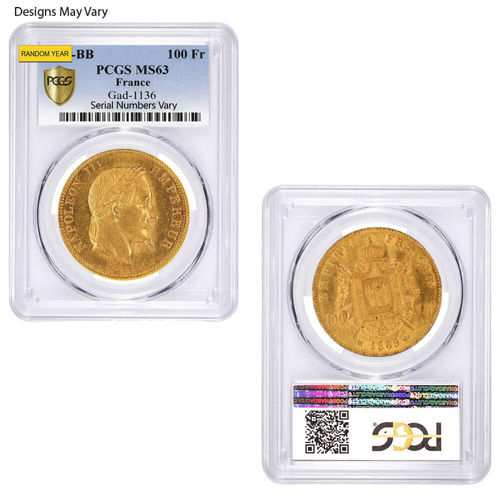 France 100 Francs Napoleon Gold Coin NGC/PCGS MS 61 (Random Year) thumbnail 4