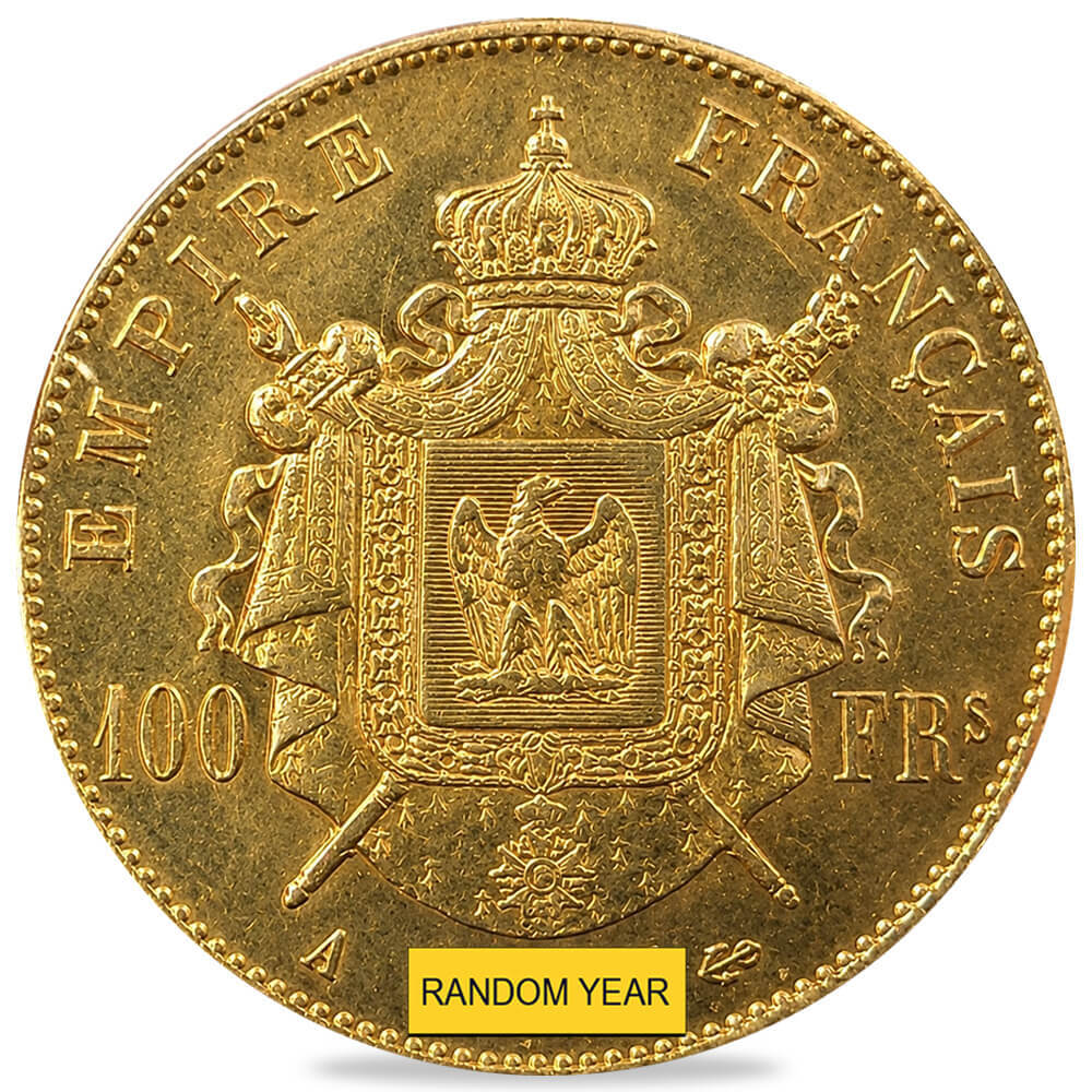 France 100 Francs Napoleon III Laureate Head Gold Coin Avg Circ (Random Year) thumbnail 2