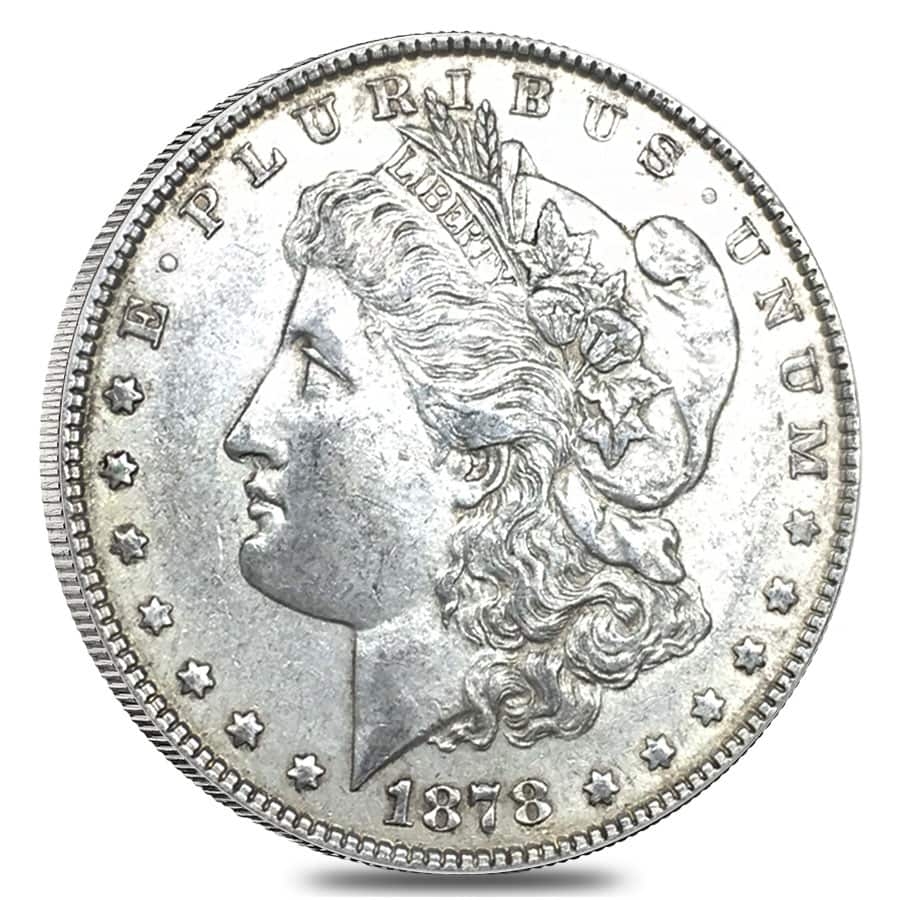 1878 Silver Morgan Dollar 7 Tailfeathers Reverse of 78 VG-XF