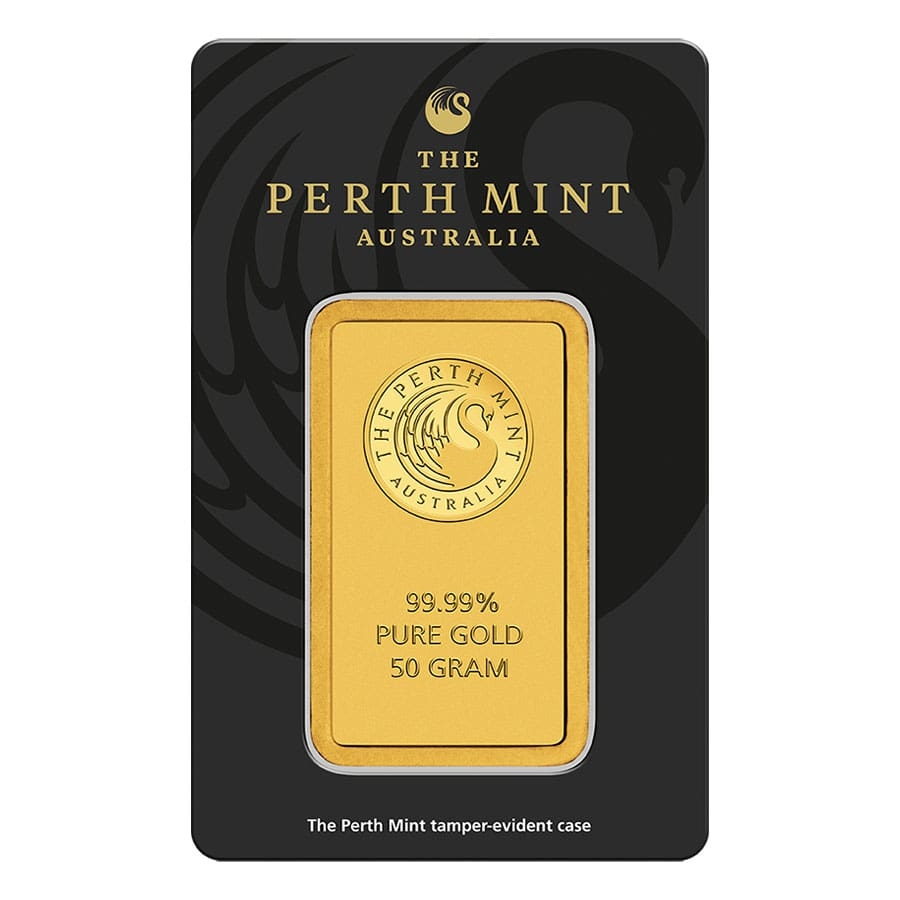 50 Gram Perth Mint Gold Bar .9999 Fine (in Assay) thumbnail 2