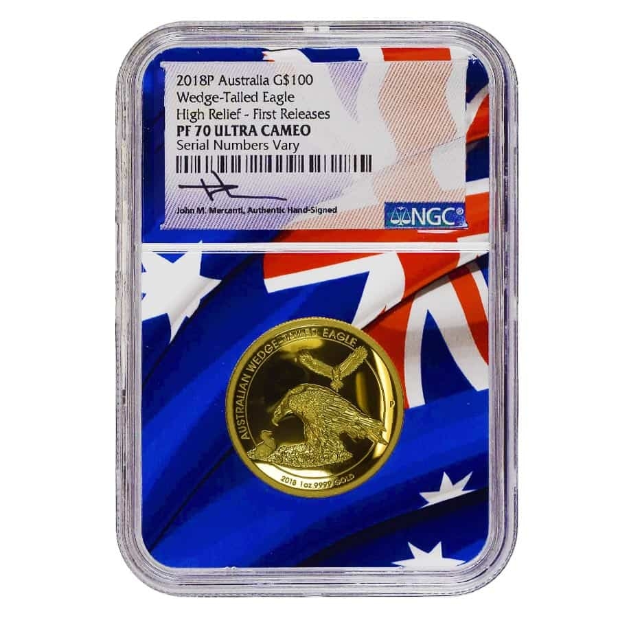 2018 1 oz Gold Australian Wedge-Tailed Eagle Perth Mint NGC PF 70 UCAM FR (John M. Mercanti) thumbnail 2