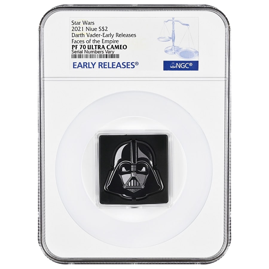 2021 Niue 1 oz Silver Darth Vader Shaped Coin Star Wars Faces of the Empire NGC PF 70 ER