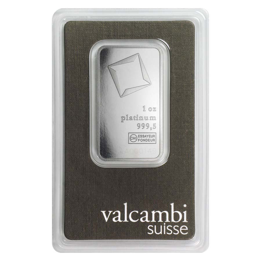 1 oz Platinum Bar - Valcambi Suisse .9995 Fine (in Assay) thumbnail 2