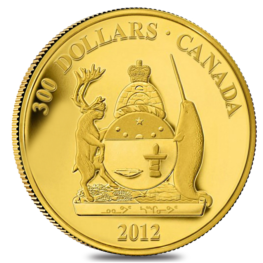 2012 Canada $300 Nunavut Coat of Arms 60 gram 14 Karat Proof Gold Coin (w/Box & COA) thumbnail 2