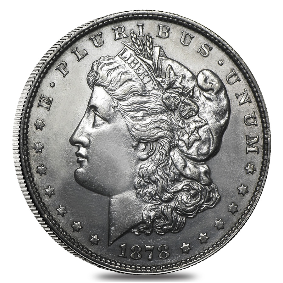 1878 Silver Morgan Dollar 8 Tailfeathers AU
