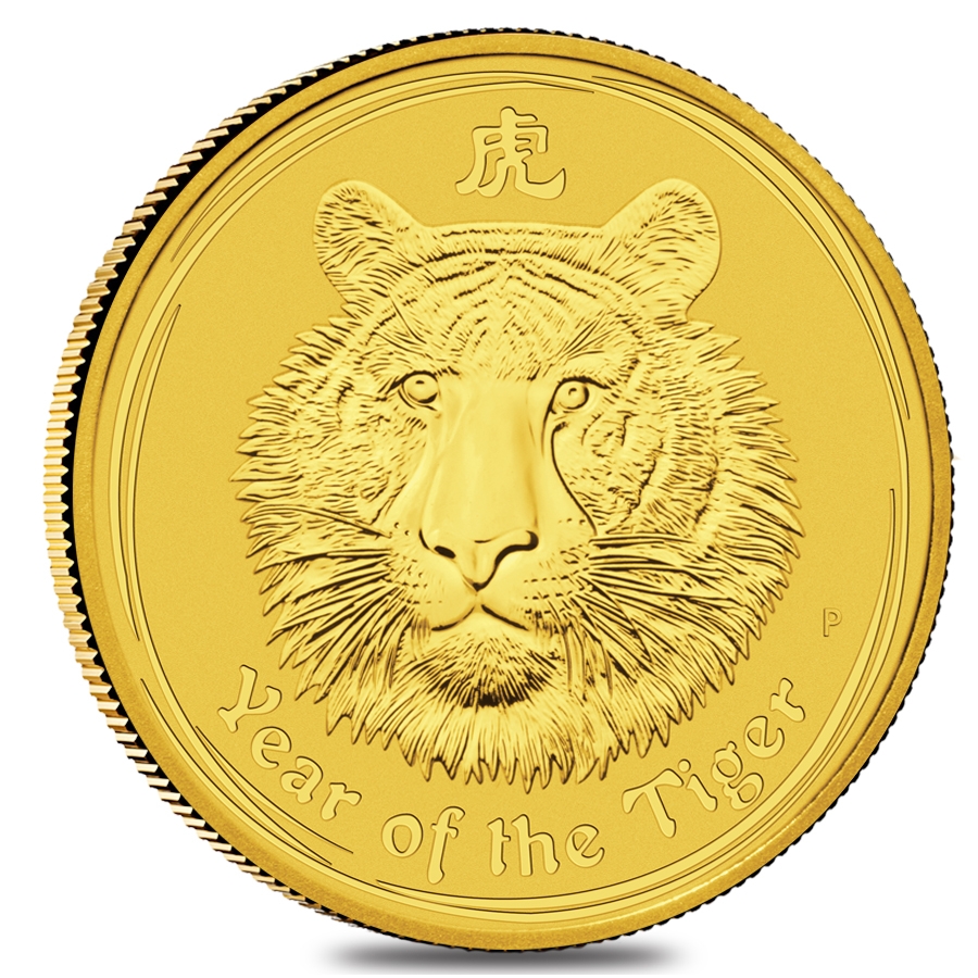 2010 1 oz Gold Lunar Year of The Tiger BU Australia Perth Mint In Cap