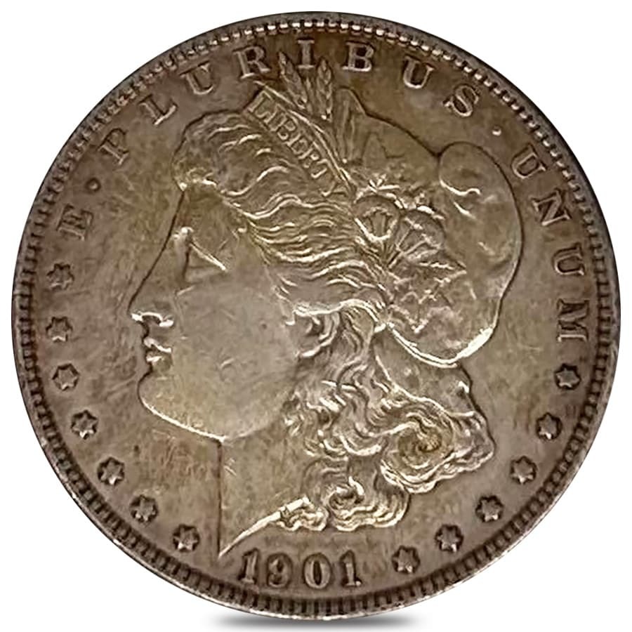 1901 Morgan Silver Dollar $1 AU Details (Cleaned)