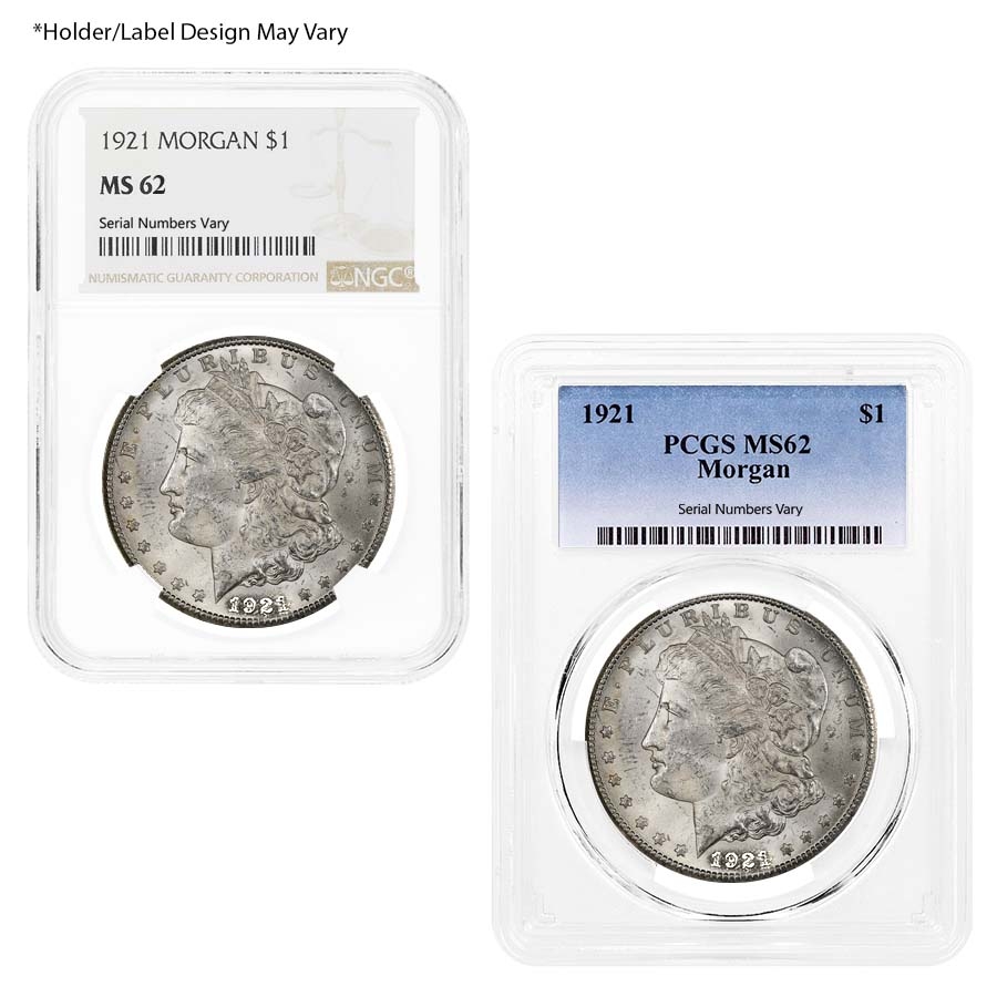 1921 Morgan Silver Dollar $1 NGC/PCGS MS 62