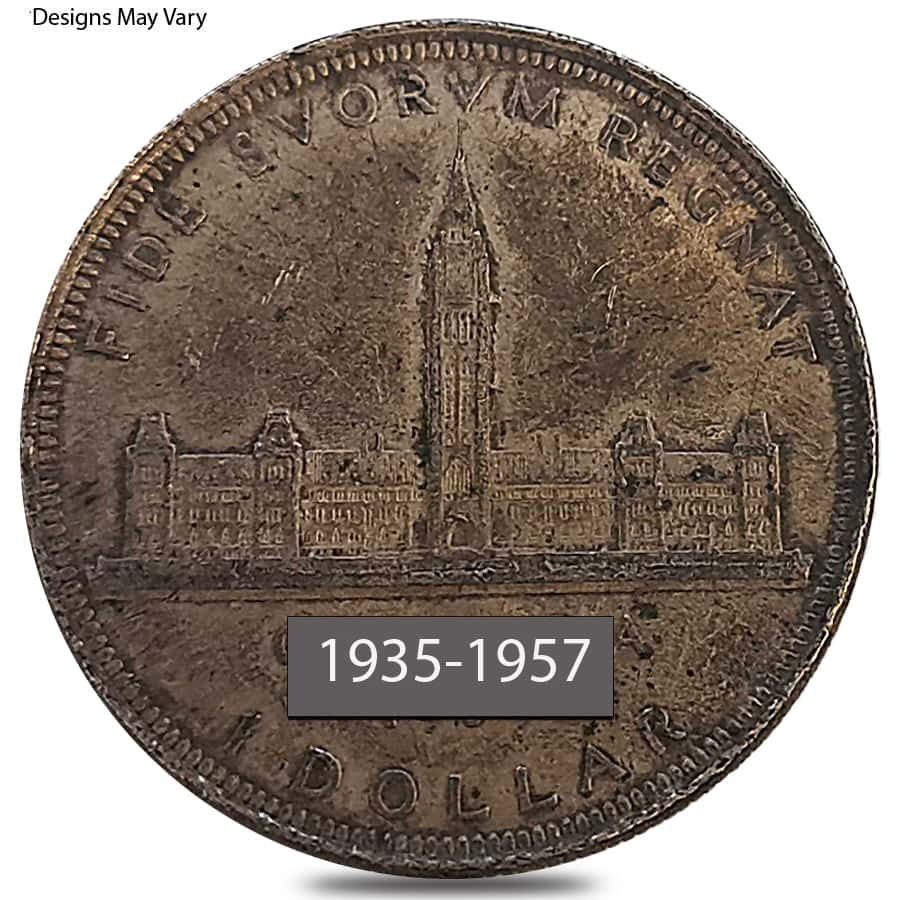 1935-1957 Canada Silver Dollar Avg Circ (.800 Fine) thumbnail 4