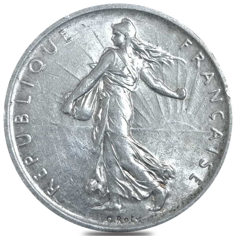 1960-1969 France 5 Francs Silver Coin Avg Circ (Random Year)