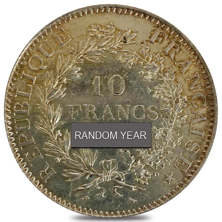 1965 - 1973 France 10 Francs Hercules Silver Coin Avg Circ ASW .7234 oz thumbnail 2