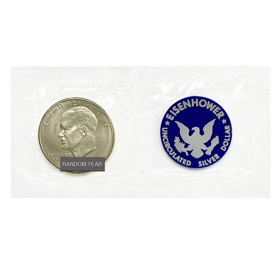 1971-1974 Eisenhower Dollar 40% Silver BU (Blue Mint Envelope, Soft Pack) thumbnail 2