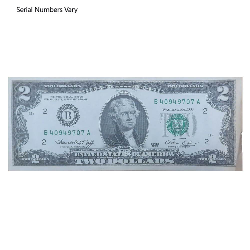 1976 $2 Federal Reserve Note Currency Note Avg Circ