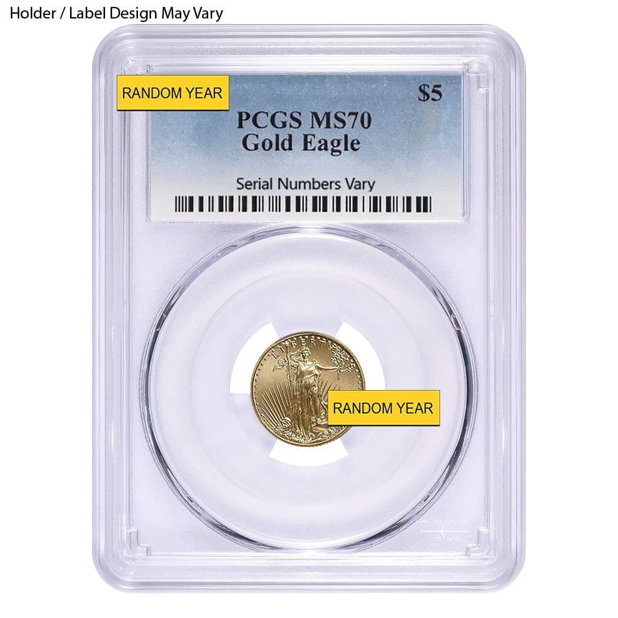 1/10 oz $5 Gold American Eagle PCGS MS 70 (Random Year)