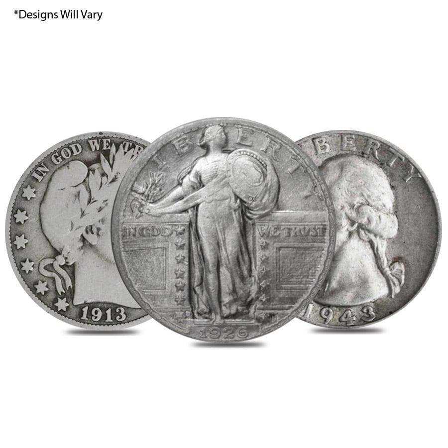 $100 Face Value Bag - 400 Coins - 90% Silver Quarters 25c (Circulated, Random Design) thumbnail 2