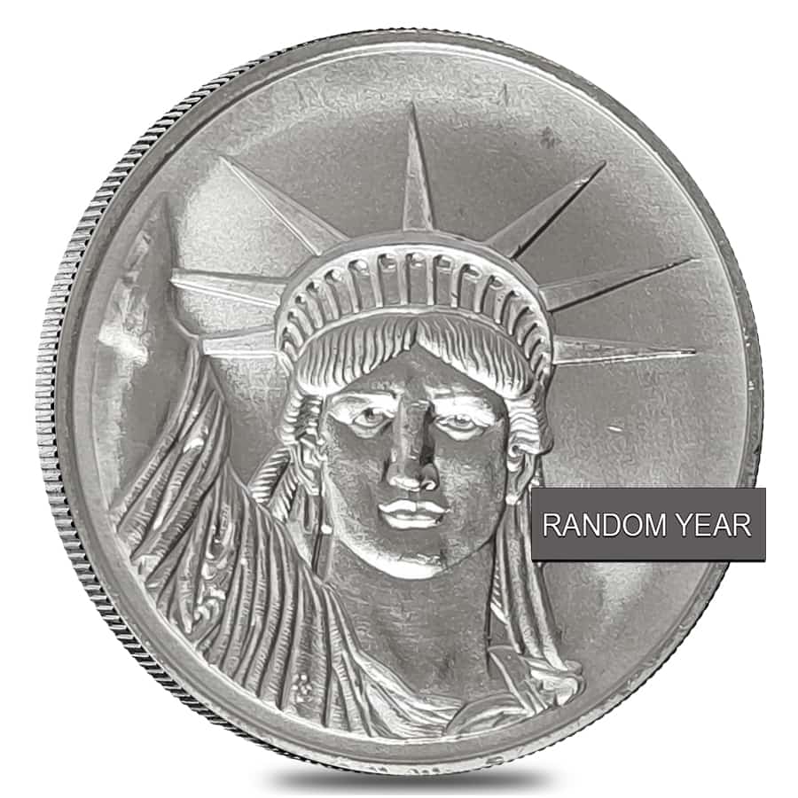 1 oz Johnson Matthey MTB Liberty Trade Silver Round .999 Fine (Random Year)