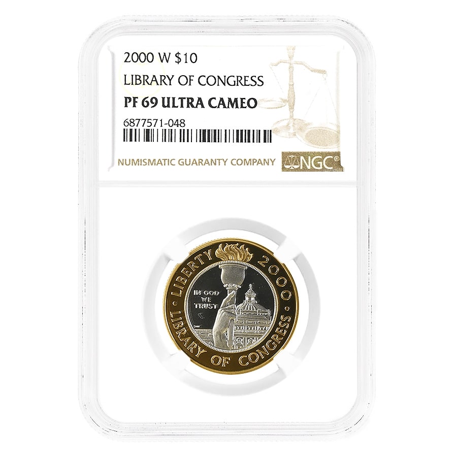 2000-W Gold/Platinum $10 Library of Congress Comm. NGC PF 69 UCAM
