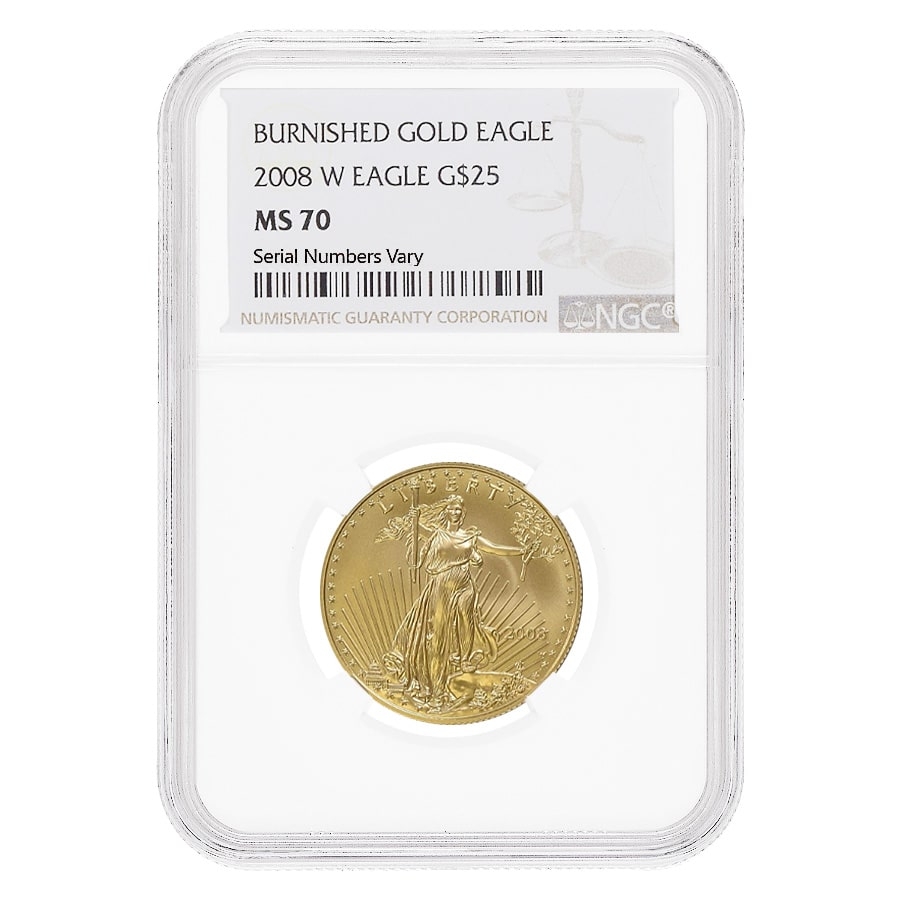 2008 W 1/2 oz $25 Burnished Gold American Eagle NGC MS 70
