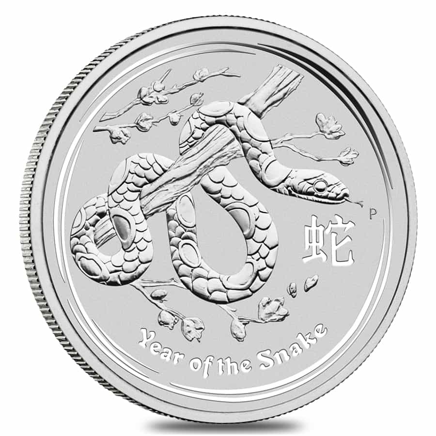 2013 2 oz Silver Lunar Year of The Snake BU Australian Perth Mint In Cap